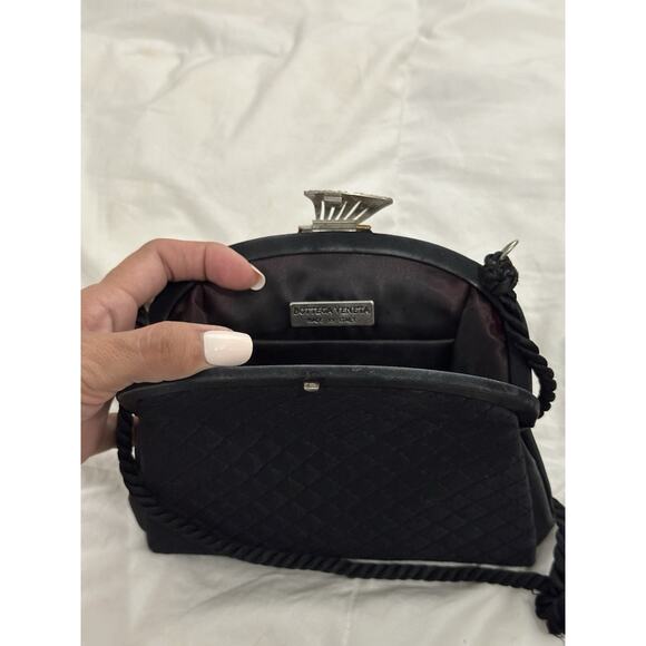 Bottega Veneta Satin Black Quilted Shoulder Bag with Charm Closure DEFECT - Picture 6 of 7